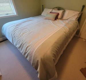 lot 189 image: Eegant Light Green Brushed Metal Queen Bed Set