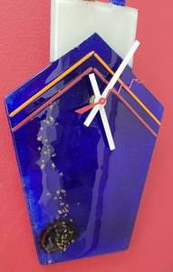 lot 218A image: Vibrant Fused Art Glass Steamer Ship Wall Clock