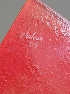 lot 218B image: Artist Signed Red Fused Glass Wall Clock