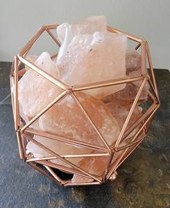 lot 261A image: Intriguing Copper Caged Salt Peddle Table Lamp
