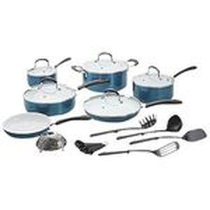 New  20-Pc. Nonstick Ceramic Aluminum Cookware Set (Teal)
