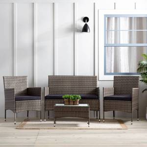 New  Brookside Iris Rattan 4-Pc. Patio Conversation Set (CharcoalGray)