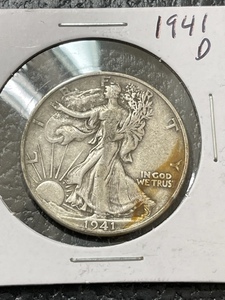 lot 30 image: 1941-D Walking Liberty Half Dollar