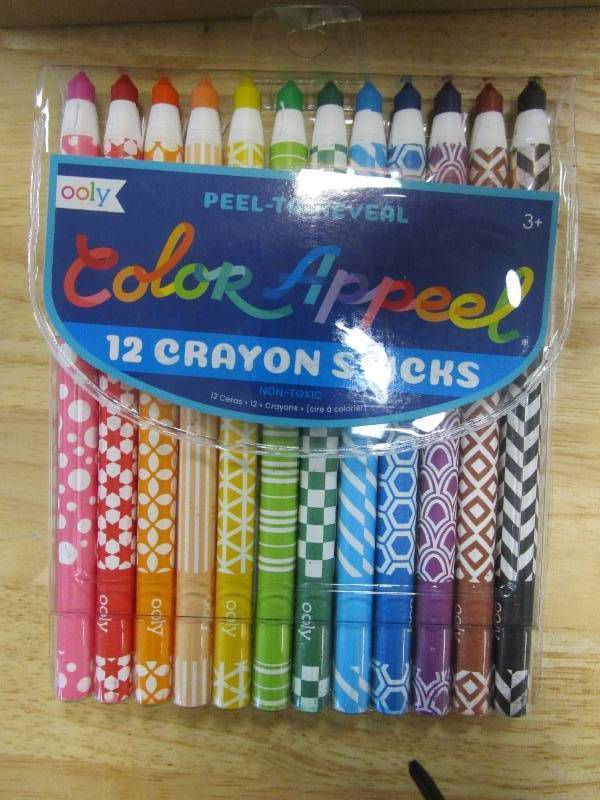 6 Packages of 12 -  Color Appeel Crayons - No SharpeningPeel to Reveal
