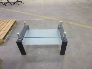 39 in x 23 in Glass Top Coffee Table with Black Metal Legs