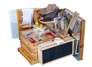 Beehive Starter Kit 8-Frame Bee Boxes and Frames Starter Kit Wax Coated Bee Hives and Supplies Starter Kit Including Beekeepig Tools Kit with Beekeeping Veil (OPEN BOX)