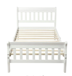 White Wood Platform Bed Twin Bed Frame Panel Bed Mattress Foundation Sleigh Bed with Headboard and Footboard (OPEN BOX)