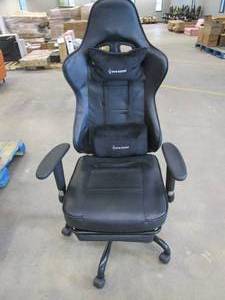 Von Racer Black Gaming Chair with Lumbar Massage Support Pillow (MISSING USB CORD)