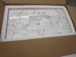 43 in x 22 in 3 Hole Engineered Stone Vanity Top with Backsplash