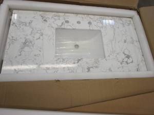 43 in x 22 in 3 Hole Engineered Stone Vanity Top with Backsplash