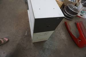 lot 59 image: 2 Level Wall Mount Metal Storage Cabinet