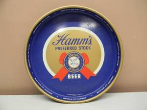lot 3 image: VINTAGE ORIGINAL HAMMS PREFERRED STOCK BEER, METAL BEER TRAY - HAMM ST. PAUL  - NICE - FANTASTIC PIECE - SEE PICTURES
