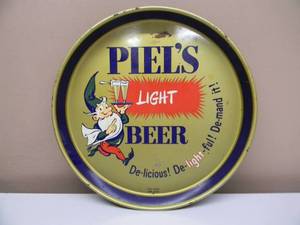lot 4 image: VINTAGE ORIGINAL PIELS LIGHT BEER , METAL BEER TRAY - NICE - VERY COOL PIECE - APPROX 12 - SEE PICTURES