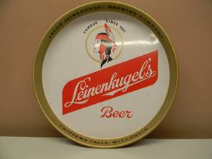 lot 16 image: VINTAGE ORIGINAL LEINENKUGELS BEER, INDIAN MAIDEN METAL BEER TRAY - NICE - AWESOME PIECE - APPROX 12 - SEE PICTURES