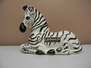 lot 39 image: VINTAGE 1970 Ballantines ZEBRA LIQUOR BOTTLE - GENUINE PALFREY CHINA - NICE - ALL STICKERS - SEE PICTURES
