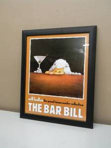 lot 50 image: VINTAGE Will Bullas FRAMED Art Print THE BAR BILL - GTEAT PIECE - NICE - APPROX 19 By 23 - SEE PICTURES