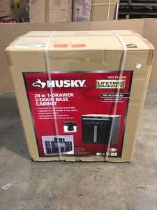 lot 2 image: Husky Ready-to-Assemble 24-Gauge Steel 1-Drawer 2-Door Garage Base Cabinet in Black (28 in. W x 33 in. H x 18 in. D  Customer Returns See Pictures