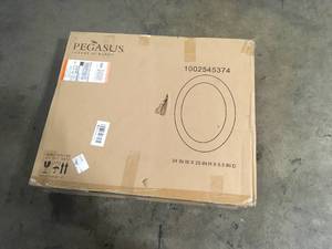lot 49 image: 23.5 in. x 29 in. Recessed or Surface Mount Mirrored Medicine Cabinet in Gold  Customer Returns See Pictures