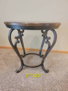 lot 7 image: Cork Top Scrolled Round Side Table