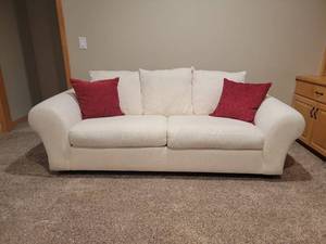 lot 46 image: Plush Rolled Arm Sofa
