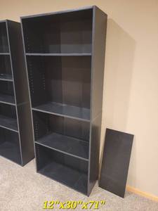 lot 63 image: Black Bookcases Pair