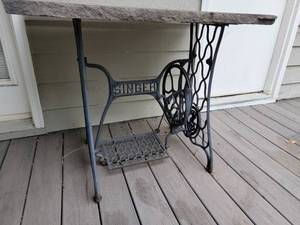 lot 98 image: Upcycled Singer Base with Slate Top