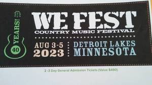 lot 100 image: We Fest Tickets 2 Person 3-day General Admission Tickets