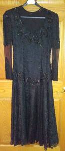 lot 81 image: Black Beaded formal Elegant Dress.