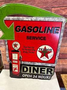 Texaco Metal Diner Sign 25 Inch Tall