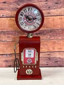 Red Crown Gasoline Gas Pump Clock 13 Inch Tall