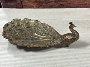 Antique Peacock Dish 9 Inch