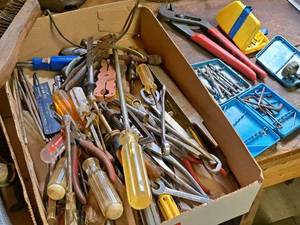 lot 151 image: Vintage Hand Tools - Screwdrivers, Wrenches, Drill Bits, Slide Lock Pliers, Misc. Tools