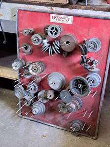 lot 186 image: Bonney Tools Pulley Display Rack with Assorted Pulleys