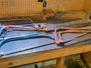 lot 190 image: Lot of (8) Hand Saws - Tree Saws, Hack Saws, Wood Saws
