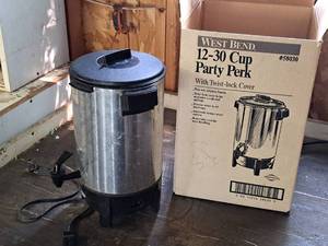 lot 249 image: West Bend Party Perk 12-30 Cup Coffee Maker (in original box)