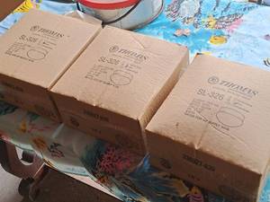 lot 309 image: Lot of (3) Thomas Industries Inc 2-Light Drum Ceiling Light Fixtures SL-236 (in box) with White Glass