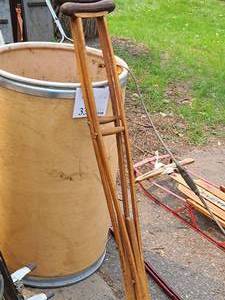 lot 391 image: Lot of (One Pair) Vintage Wooden Medical Crutches
