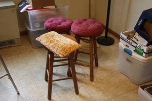 lot 507 image: Lot of (3) Padded Wood Stools