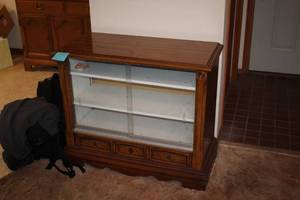 lot 510 image: Wood  Sliding Glass Doors Display Cabinet  Entertainment Center