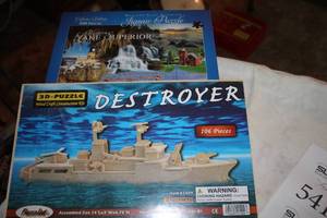 lot 542 image: Lot of (2) Puzzles - 3D Destroyer 106-pc, Lake Superior 550-pc