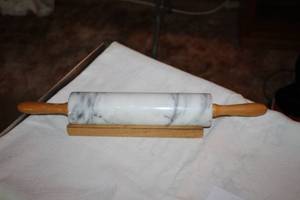 lot 549 image: Marble Rolling Pin with Wood Stand