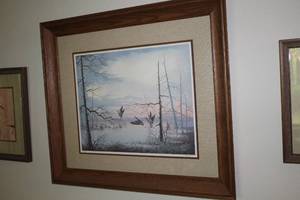 lot 906 image: Print - Geese , Wood FrameDouble Matte