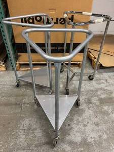Lot Of 3 Pedigo Stainless Steel Trianglular Uncovered Linen Hamper
