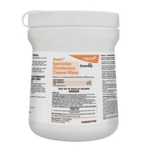 MSRP $4000  16 Cases (12cs)&nbspDiversey Avert Sporicidal Disinfectant Cleaner Wipes, 6 x 7, Chlorine Scent, 160Canister - No Expiration