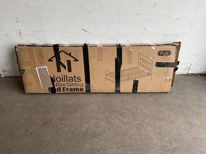 lot 56 image: Noillats Dark Gray Metal Full Size Bed Frame with Vintage Headboard and Footboard