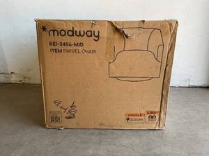 lot 29 image: Modway Twist Collection Midnight Blue Performance Velvet Upholstered Swivel Chair
