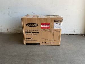lot 33 image: COSMO 1.34 cu ft. 1000W Black & Stainless Steel Over the Range Microwave Oven with Vent Fan