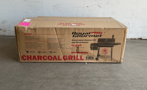 lot 36 image: Royal Gourmet Charcoal Grill in Black with Offset Smoker and Side Table