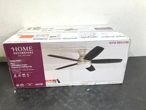 lot 92 image: Home Decorators Collection Ashby Park 52 in. White Color Changing Integrated LED Brushed Nickel Ceiling Fan with Light Kit and Remote Control
