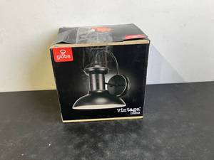 lot 93 image: Globe Electric Jameson 1-Light Oil Rubbed Bronze Outdoor Indoor Wall Sconce White Interior